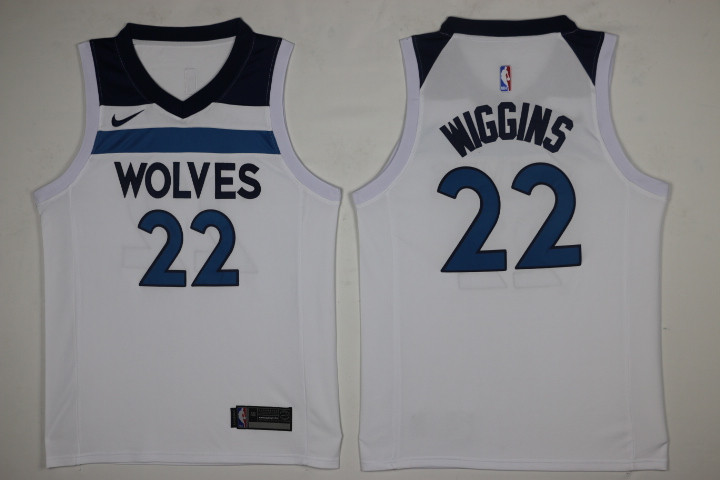 Men Minnesota Timberwolves 22 Wiggins White New Nike Season NBA Jerseys